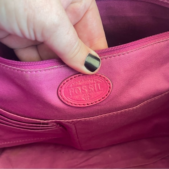 FOSSIL Magenta Leather SYDNEY Tote Bag Purse - Picture 11 of 16
